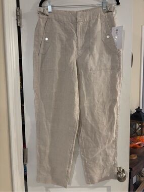 Athleta Voyager Linen Pant Womens Beige Tan Lightweight New NWT 100% Linen 10